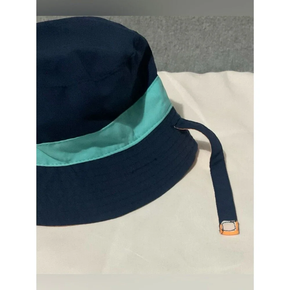 Carter's Baby Boy 12-24M Reversible Bucket Sun Hat Navy Blue Orange Strap